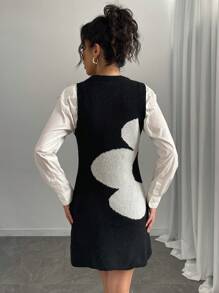 Chiquease فستان كنزة صوفية محبوك بأكمام بدون أكمام مع طباعة زهرية للنساء، خريف/شتاء