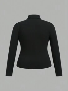 SHEIN Essnce 4pcs/Set Women Plus Size Casual Striped Turtleneck Fitted Pullover Tops, Autumn/Winter