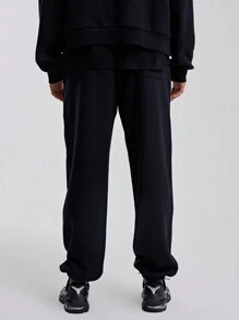 Musero Pantalones de chándal con puños de estilo universitario gótico para hombres