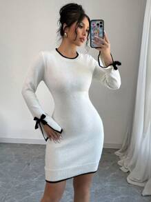 Selianne 2024 New Stylish Design Knitted Dress Fall Winter Cloth For Women - White - View 3