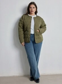 Aveloria Modichic Plus Size Casual Solid Color Dual Pocket Padded Padded Coat Clothes Winter 