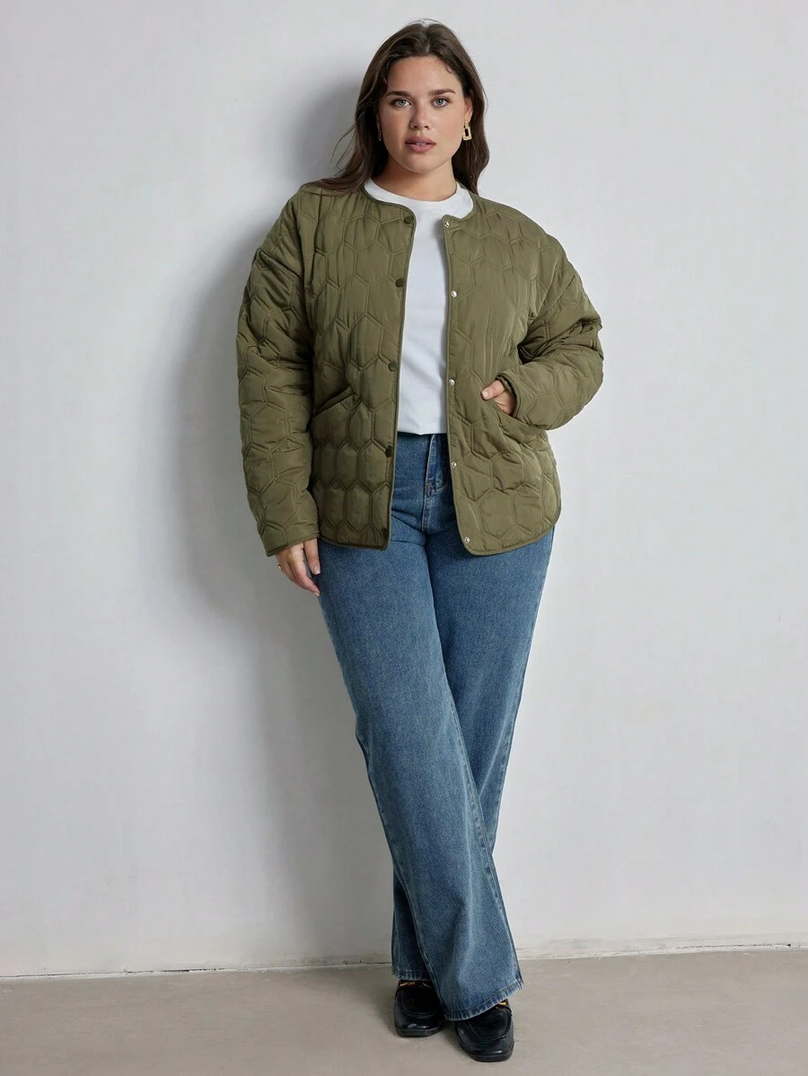 Aveloria Modichic Plus Size Casual Solid Color Dual Pocket Padded Padded Coat Clothes Winter 