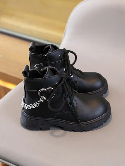 New Round Toe Children's Boots, Casual Retro Flat Girls Ankle Boots, Non-Slip Wear-Resistant Big Kids Shoes, Girls Student Punk Boots