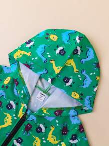 2pcs/Set Young Girl Cute Cartoon Dinosaur Print Hoodie And Jogger Pants Set - Multicolor - View 8