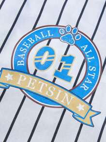 PETSIN Camiseta gráfica con número en estilo jersey de béisbol a rayas, para mascotas (gatos y perros) - Multicolor - Ver 6