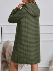 EMERY ROSE Vestido de Navidad talla grande para mujer en unicolor con capucha, corbata al cuello y bolsillo, de manga larga