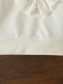 Vintaside Kids Jersey de cuello redondo de manga larga con volantes de unicolor lindo para bebés niñas, adecuado para salidas, primavera/otoño - Multicolor - Ver 6