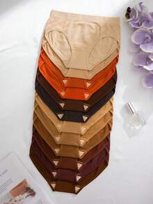 12 条装纯色透气镂空舒适三角女式内裤 - 彩色 - 查看 3