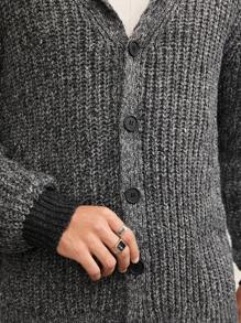 Manfinity NXTstreet Men's Loose Drop Shoulder Knit Cardigan, Suitable For Autumn/Winter - Black and White - View 4