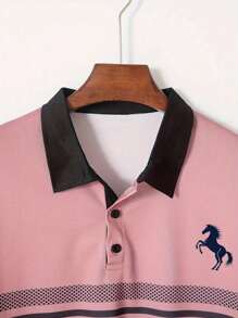 Manfinity Dauomo Camisa polo casual para hombre talla grande, minimalista y de moda para uso diario