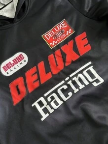 Manfinity EMRG Men's Autumn Letter Print Hooded Sweatshirt And Sweatpants Casual Set - Black - View 4