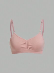 1pc Wireless Bra With Pleats Detail