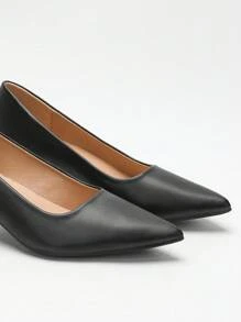 CUCCOO CURVES 宽版女式黑色高跟鞋，百搭低帮厚跟办公工作鞋，长时间穿着舒适，适合中年人，适合圣诞节和新年假期氛围秋冬季 - 黑色 - 查看 7