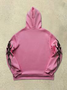 Manfinity Roghcode Men's Face Print Hoodie, Casual And Fashion For Daily Wear - Pink - View 2