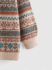 ROMWE Hippie 复古费尔岛风格宽松圆领针织毛衣 - 彩色 - 查看 3