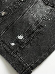 休闲时尚酷炫青少年男孩牛仔背心和夹克外套套装