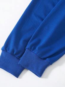 2pcs Teen Boys' Basic Casual Sports Style Long Sleeve Top And Pants Set - Royal Blue - View 6