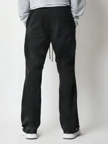 SUMWON Flare Fit Nylon Pant With Snap Button, Exposed Pockets & Drawstrings