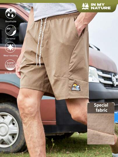 In My Nature Utomhusshorts för män med dragsko i midjan med Camo-detaljer