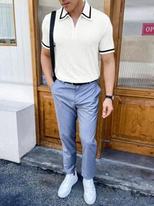 Manfinity Homme Men's Striped Short Sleeve Casual/Work Polo Shirt - White - View 10