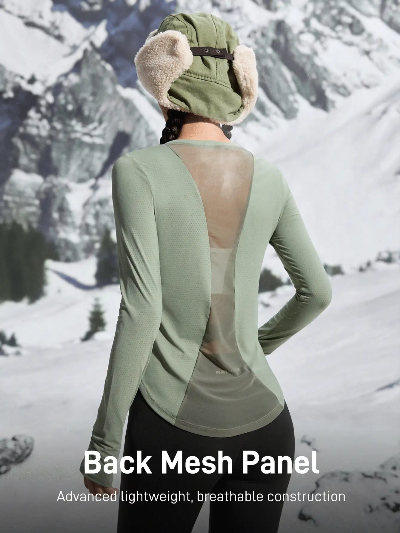 In My Nature 透气拼接网眼运动瑜伽长袖T恤，修身跑步户外徒步女装