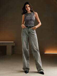 Anewsta 女士复古罗纹破洞圆领背心