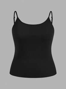 SHEIN EZwear 大码女式 2 件黑白罗纹吊带背心套装 - 黑與白 - 查看 7