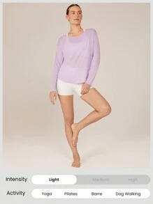 GLOWMODE FreshTek™ Crossover Long Sleeve Relaxed Tee Low Impact Yoga Daily Summer
