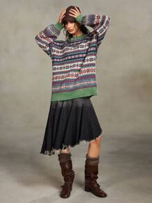 ROMWE Fairycore Vintage Floral Print Oversized Women Sweater, Autumn/Winter