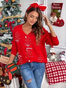 SHEIN Frenchy 大码女式圣诞精神针织毛衣，红色，温暖，舒适，时尚百搭，秋冬