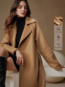 Anewsta 驼绒双面毡手工中长款现代都市高端优雅收腰女式夹克