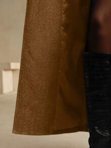 Anewsta 女士优雅现代棕色和芥末色系带中长款西装外套 - 摩卡棕 - 查看 8