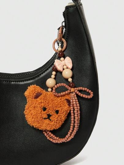 Kawaii 1 pieza Lindo accesorio de bolso en forma de raqueta con diseño de oso