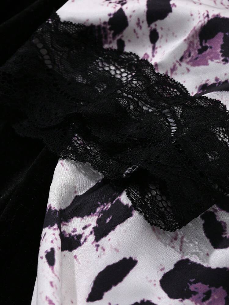 2pcs Satin Leopard Print Pajama Set, Including Slip Nightgown And Robe
