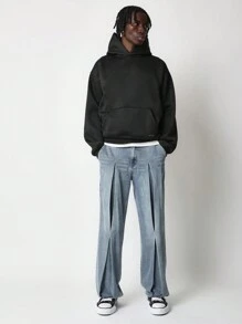 SUMWON 宽松水洗前开衩牛仔裤