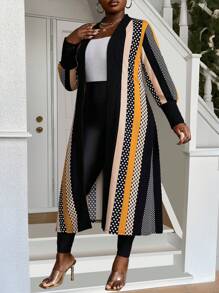 Maweii 大码全印花优雅长袖长开衫 - 彩色 - 查看 7