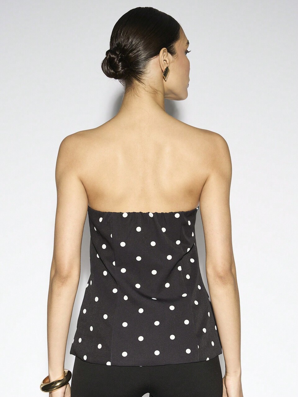 Polka Dot Satin Bow Front Bandeau Top
