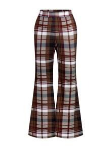 Calvaya Plus Size Casual Fashionable Plaid Flare Pants For Spring And Autumn - Multicolor - View 3