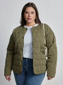 Aveloria Modichic Plus Size Casual Solid Color Dual Pocket Padded Padded Coat Clothes Winter 