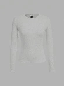 SHEIN EZwear 3pcs/Set Women's Casual Crew Neck Long Sleeve T-Shirt Set, Figure-Hugging Long Length, Suitable For Spring And Autumn And Winter - Multicolor - View 3