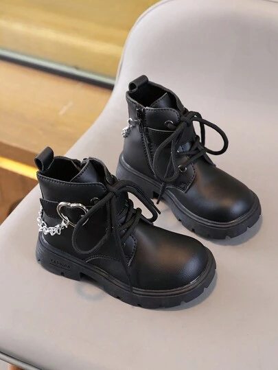 New Round Toe Children's Boots, Casual Retro Flat Girls Ankle Boots, Non-Slip Wear-Resistant Big Kids Shoes, Girls Student Punk Boots