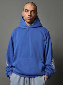 SUMWON Oversized Premium Sweatshirt Designer Logo Varsity Letters Casual Athletic Pullover Hoodie Fall Winter Loungewear Streetwear Comfort Fit - Blue - View 1