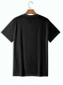 Manfinity Dauomo Camiseta de manga corta de cuello redondo minimalista de unicolor casual para hombres de tallas grandes, verano