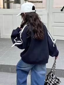 Dazy Kids Tween Girls Crew Neck Fleece Lined Sweatshirt, Fall