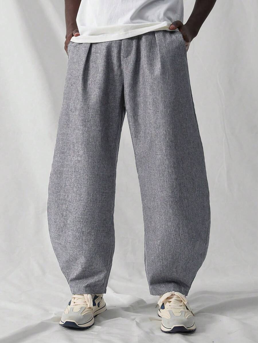 Manfinity VCAY Men's Casual Lightweight Loose Fit Machete Western Pants Waisted Machete Pants Banana Pants - Dark Grey - View 1