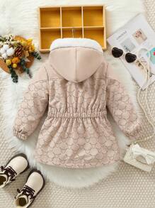 Young Girl Spring Autumn Winter Woven Long Sleeve Fashion Zip-Up Bear Digital Print Hooded Fleece Jacket, Suitable For Formal Occasions, Elegant Hooded Fleece Jacket