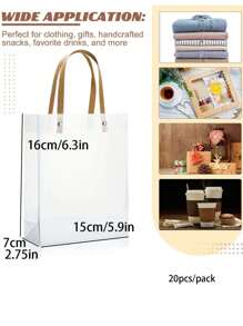 20个/包哑光PVC派对礼品袋，带手柄，用于包装返校情人节，哑光PVC手提包，便携式礼品包装袋，用于婚礼派对礼物和纪念品，派对礼品袋，派对礼品套装，适用于万圣节、圣诞节、生日、婚礼派对用品、超市购物、圣诞节情人节