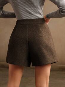 Anewsta Fashionable & Elegant Wool Blend Women Shorts For Commuting - Coffee Brown - View 7