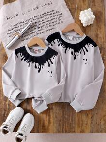 2 chiếc áo nỉ dài tay phối màu thời trang cho bé trai tuổi teen, áo đôi cho anh chị em. - Xám - Xem 4