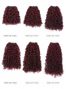 12A Grade Burgundy 99J# Color Double Drawn Pixie Curl Hair Weave Bundles One Donor Unprocessed Virgin Human Hair Bundles Full End - SBUG/99J - View 3